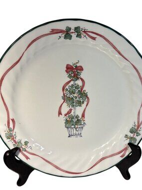 Corelle By Corning Luncheon Plate Holiday Callaway Topiary Ribbon & Ivy 9"